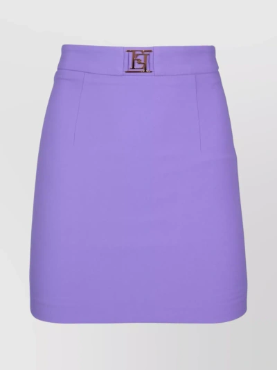 Elisabetta Franchi Waist Belted Mini Skirt With Front Pleats In Purple