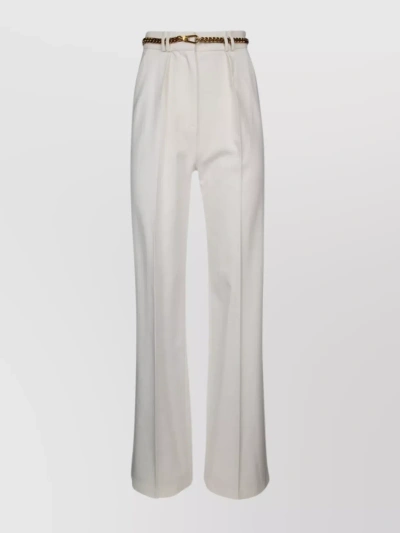 Elisabetta Franchi Waist Belted Wide Leg Trousers In Ivory