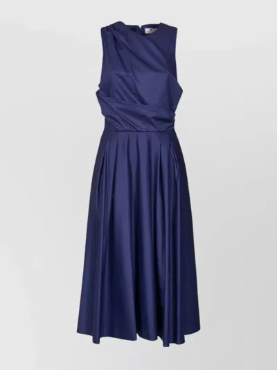 ELISABETTA FRANCHI WAIST FITTED MIDI PLEATED ROUND SLEEVELESS