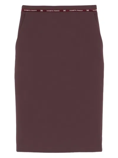 Elisabetta Franchi Waistband-detail Pencil Skirt In Brown