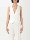 Elisabetta Franchi Sleeveless V-neck Bow Detail Jacket In Weiss