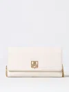 Elisabetta Franchi White Clutch With Detachable Chain Strap In 黄油色