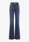 Elisabetta Franchi Blue Denim Cotton Jeans With Buttons In Blue