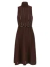 Elisabetta Franchi Weft Dress À Jour In Brown