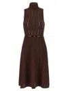 Elisabetta Franchi Weft Dress À Jour In Brown