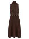Elisabetta Franchi Weft Dress À Jour In Brown