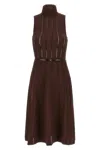 Elisabetta Franchi Weft Dress À Jour In Brown