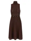 Elisabetta Franchi Weft Dress À Jour In Brown