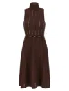 Elisabetta Franchi Weft Dress À Jour In Brown