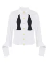 Elisabetta Franchi Cropped Top With Long Cuffs And Buttons In White