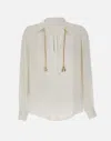 Elisabetta Franchi Logo-pendant Crepe-texture Shirt In White