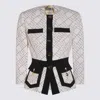 Elisabetta Franchi Chain Trim Blazer Geometric Pattern In Gray