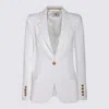 Elisabetta Franchi Krepp-blazer Mit Riemendetail In Beige