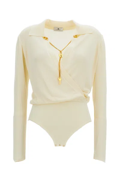 Elisabetta Franchi White Body Tricot Viscose Bodysuit