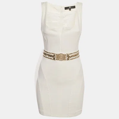 Pre-owned Elisabetta Franchi White Chain Detail Sleeveless Mini Dress S