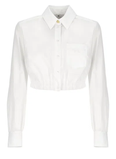 ELISABETTA FRANCHI ELISABETTA FRANCHI WHITE COTTON CROPPED SHIRT