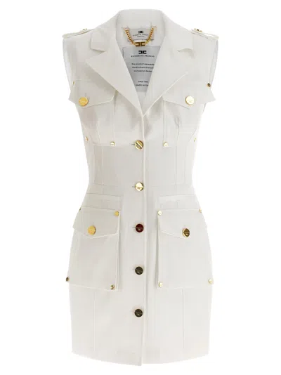 Elisabetta Franchi White Cotton Short Women's Dress