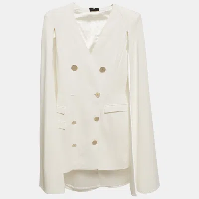 Pre-owned Elisabetta Franchi White Crepe Cape Detail Mini Dress S