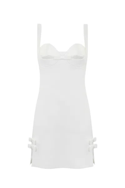 Elisabetta Franchi White Crepe Dress With Bows