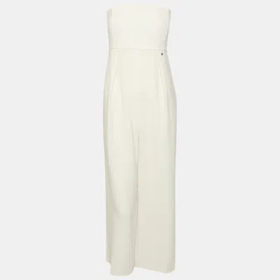 Pre-owned Elisabetta Franchi White Crepe Strapless Jumpsuit M