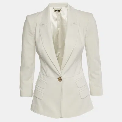 Pre-owned Elisabetta Franchi White Crepe Tailored Blazer S