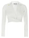 Elisabetta Franchi Cropped Cotton Shirt In White