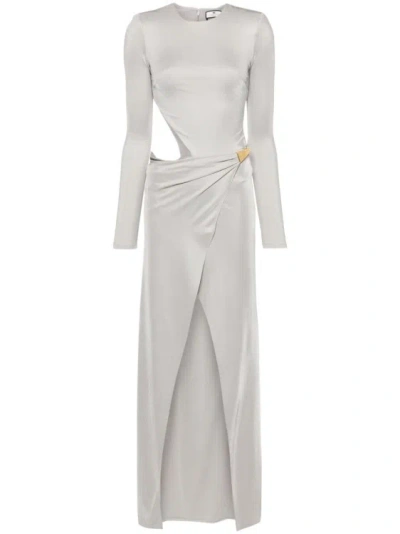 Elisabetta Franchi Asymmetric Cut-out Long Dress In White