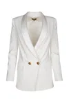Elisabetta Franchi Structured Double-breasted Jacket With Peak Lapels And Flap Pockets In White