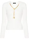 Elisabetta Franchi Detachable-necklace Ribbed Jumper In White