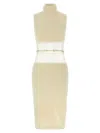 Elisabetta Franchi Turtleneck Sleeveless Dress Open Back In Nude