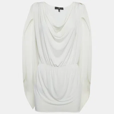 Pre-owned Elisabetta Franchi White Jersey Cinched Waist Tunic M