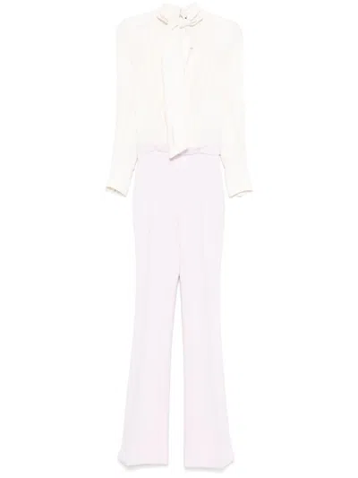 ELISABETTA FRANCHI ELISABETTA FRANCHI WHITE JUMPSUIT WITH NECK DETAIL