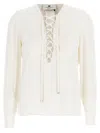 Elisabetta Franchi White Lace-up Blouse In White