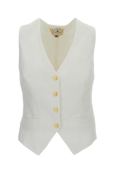 Elisabetta Franchi White Linen Blend Vest