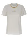 Elisabetta Franchi Logo-embellished Chain-neckline T-shirt In Gray