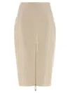 Elisabetta Franchi Croc Print Leather-effect Longuette Midi Skirt In Yellow