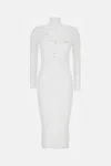 Elisabetta Franchi Ribbed Midi Dress In White