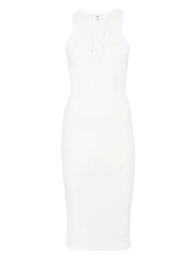 Elisabetta Franchi White Midi Dress With Crossover Strap