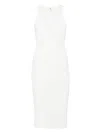 Elisabetta Franchi Abito Midi Bianco Con Dettaglio Incrociato Sul Petto In Beige