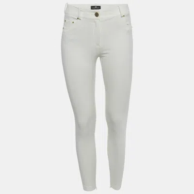 Pre-owned Elisabetta Franchi White Nylon Slim Fit Trousers M
