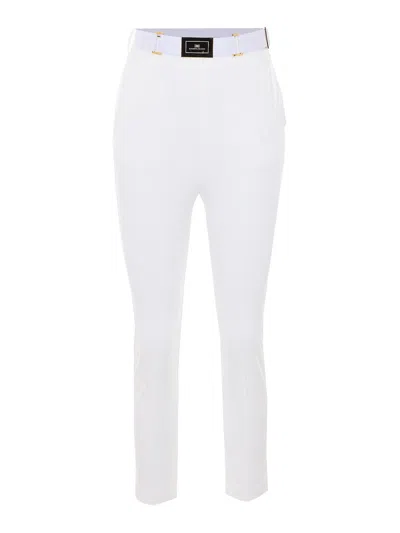 Elisabetta Franchi White Pants With Lateral Zip And Hook Closure