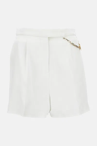 Elisabetta Franchi White Shorts With Chain Detail On The Front And Front Concealed Closure In Viscose Stretch Woman
