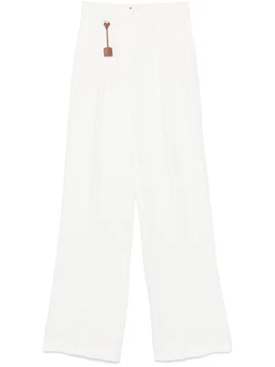 Elisabetta Franchi White Pleated Trousers In Beige