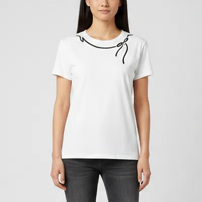 Pre-owned Elisabetta Franchi White Printed Jersey Short Sleeve T-shirt L