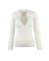 Elisabetta Franchi White Ribbed Knit Top With À Jour Detailing In Neutral