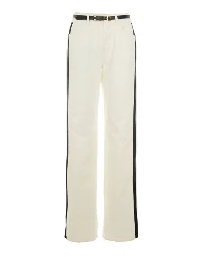 ELISABETTA FRANCHI WHITE SATIN BAND JEANS
