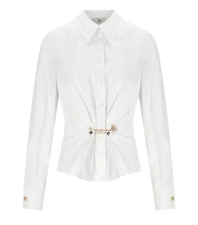 Elisabetta Franchi White Shirt With Brooch
