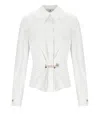 Elisabetta Franchi White Shirt With Brooch In White