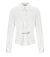 Elisabetta Franchi White Shirt With Brooch In White