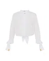 Elisabetta Franchi White Shirt With Rhinestones And Knot In White